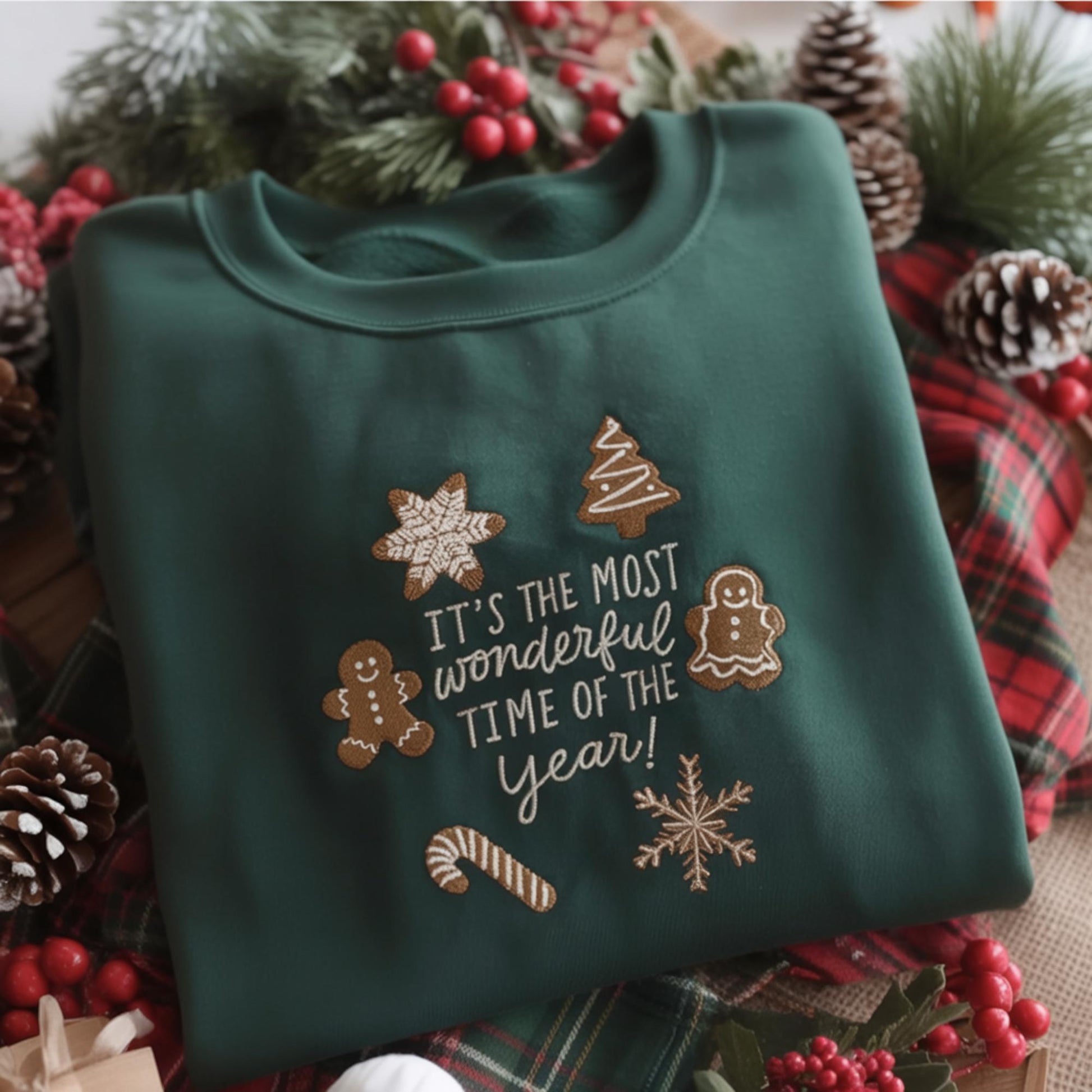 Embroidered Christmas Time Swreatshirt, It's The Most Wonderful Time Shirt, Christmas Shirt, Vintage Christmas Shirt, Retro Christmas Shirt
