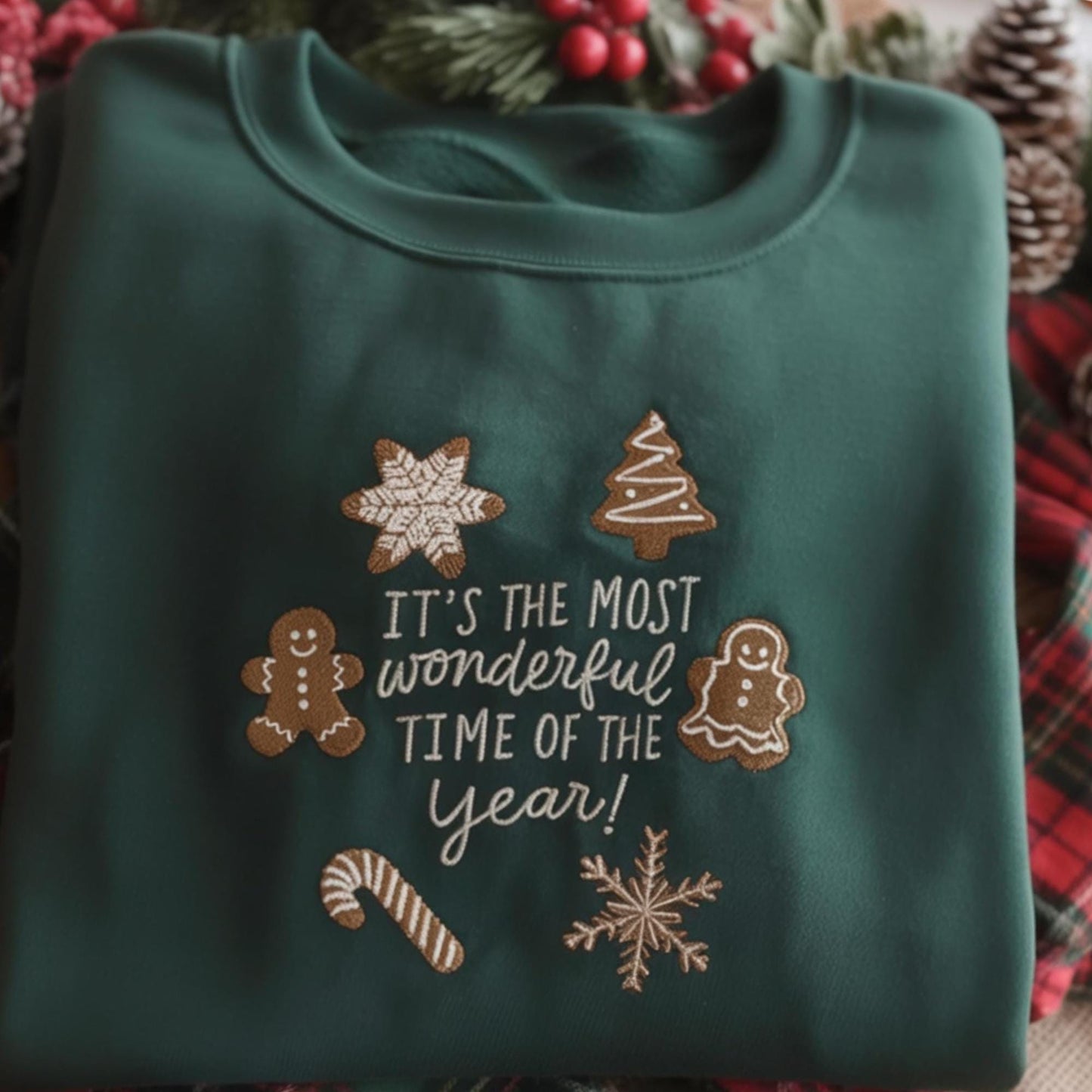 Embroidered Christmas Time Swreatshirt, It's The Most Wonderful Time Shirt, Christmas Shirt, Vintage Christmas Shirt, Retro Christmas Shirt