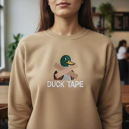 Duck Tape Embroidered Shirt | Funny Duck Pun Tee | Cute Animal Embroidery Gift for Humor Lovers
