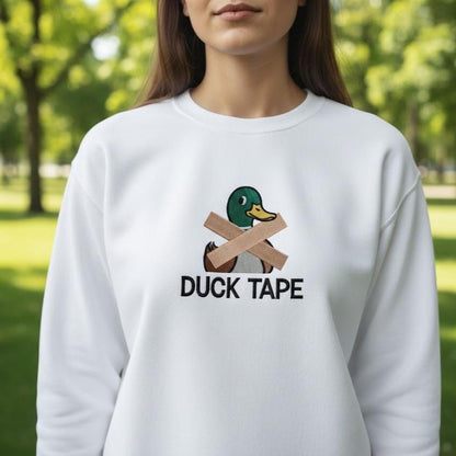 Duck Tape Embroidered Shirt | Funny Duck Pun Tee | Cute Animal Embroidery Gift for Humor Lovers