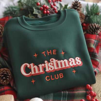 Embroidered The Christmas Club Swreatshirt, Christmas Sweater, Christmas Couple Shirts, Women's Christmas Sweater, Womans Holiday Shirt