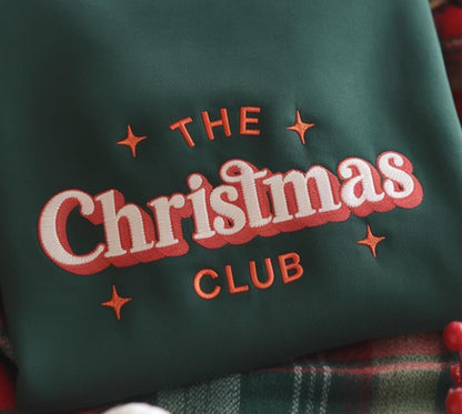Embroidered The Christmas Club Swreatshirt, Christmas Sweater, Christmas Couple Shirts, Women's Christmas Sweater, Womans Holiday Shirt