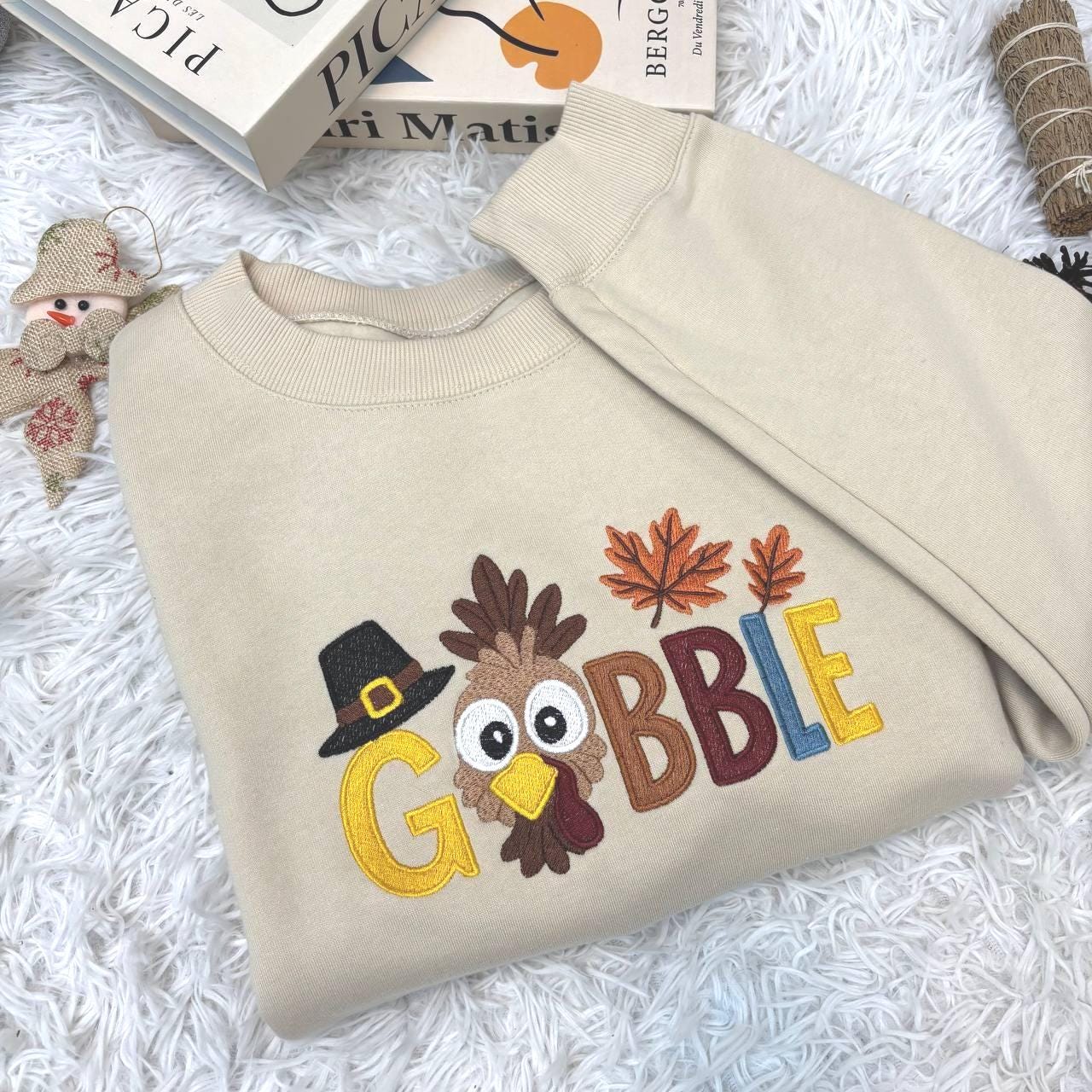 Embroidered Gobble Turkey Sweatshirt, Gobble Turkey Shirt, Thanksgiving Sweatshirt, Turkey Sweatshirt, Thanksgiving Hoodie, Trendy Shirt