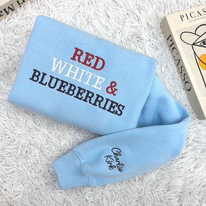 Embroidered Red, White, Blueberries Sweatshirt, Charlie Kirk Tribute quote Shirt, Charlie Kirk Freedom Champion Shirt, Charlie Kirk Shirt