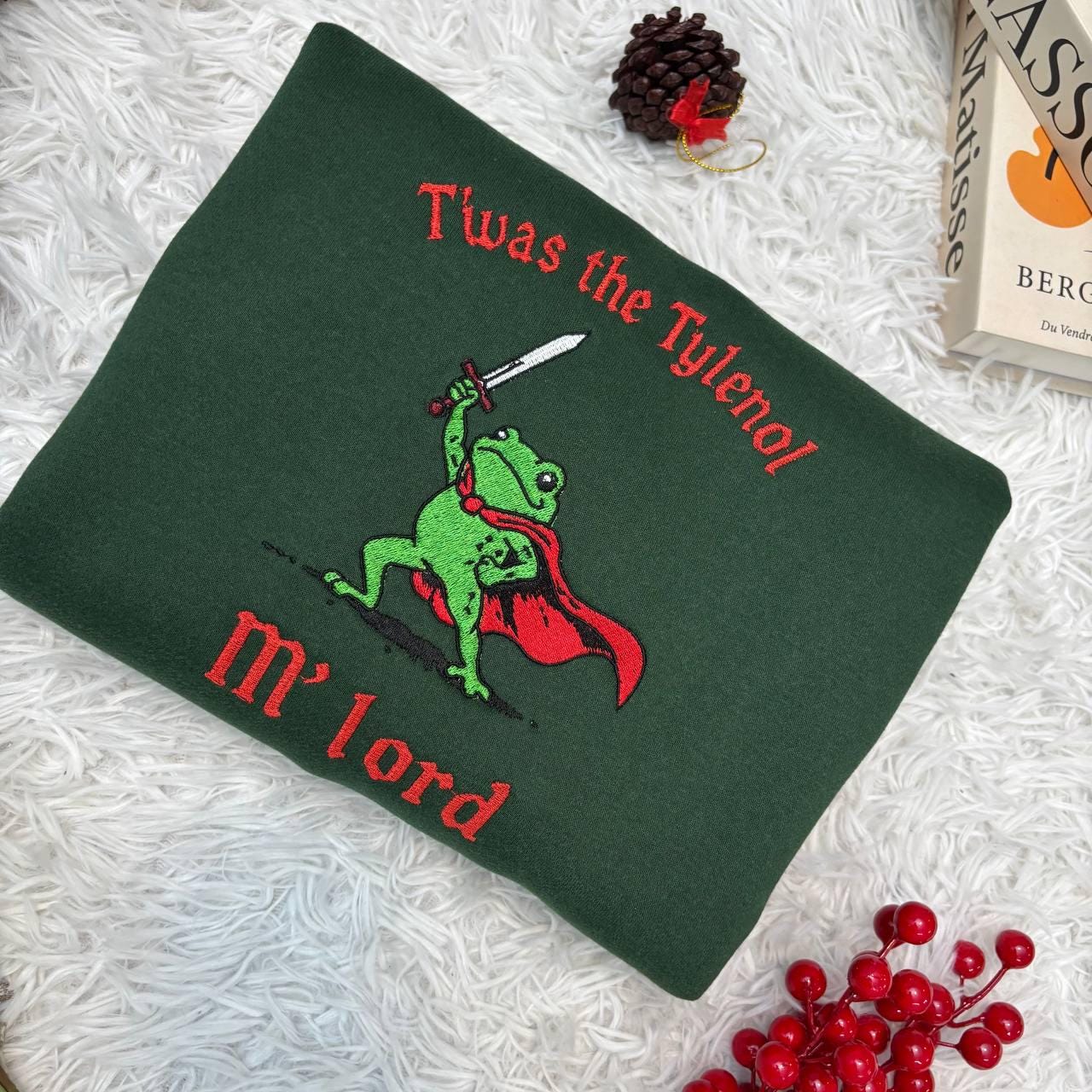 Tylenol Embroidered shirt, Twas the Tylenol M'lord Embroidered Shirt, Funny Anti RFK Jr Frog Liberal Meme shirt, Anti Trump Tee