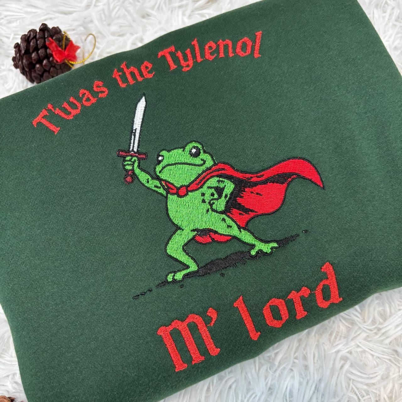 Tylenol Embroidered shirt, Twas the Tylenol M'lord Embroidered Shirt, Funny Anti RFK Jr Frog Liberal Meme shirt, Anti Trump Tee