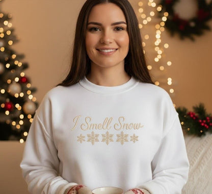 I Smell Snow Embroidered Sweatshirt, Gilmore Girls Inspired Sweater, Lorelai Rory Holiday Crewneck, Stars Hollow Christmas Gift