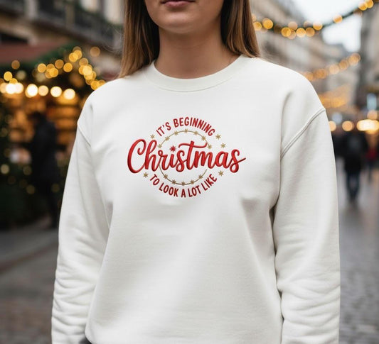 Retro Christmas Embroidered Sweatshirt | Festive Holiday Crewneck | Embroidered Xmas Jumper | Cozy Christmas Sweater