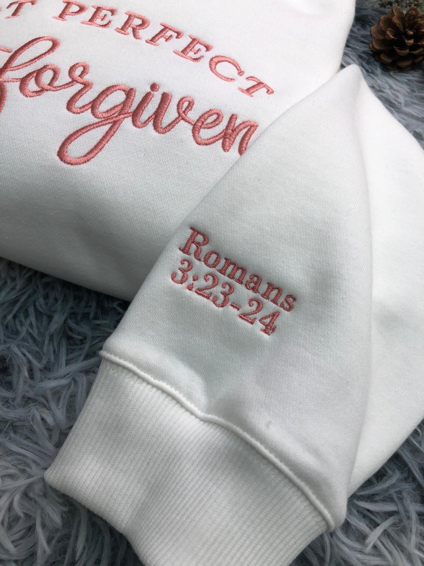 Embroidery Christian Sweatshirt, Not Perfect Just Forgiven Sweatshirt, Faith Based Gift, Bible Verse Shirt, Religious Apparel