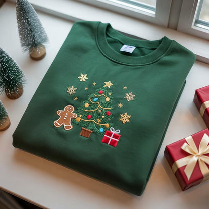 Merry Christmas Embroidered Sweatshirt, Christmas Tree Crewneck Sweatshirt, Xmas Tree Shirt, Christmas Holiday Sweatshirt, Christmas Shirt