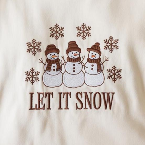 Embroidered Let It Snow Sweatshirt, Christmas Snowman Shirt, Christmas Crewneck, Christmas Gift, Christmas Shirt for Women, Xmas Shirt