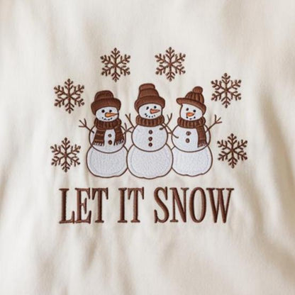 Embroidered Let It Snow Sweatshirt, Christmas Snowman Shirt, Christmas Crewneck, Christmas Gift, Christmas Shirt for Women, Xmas Shirt