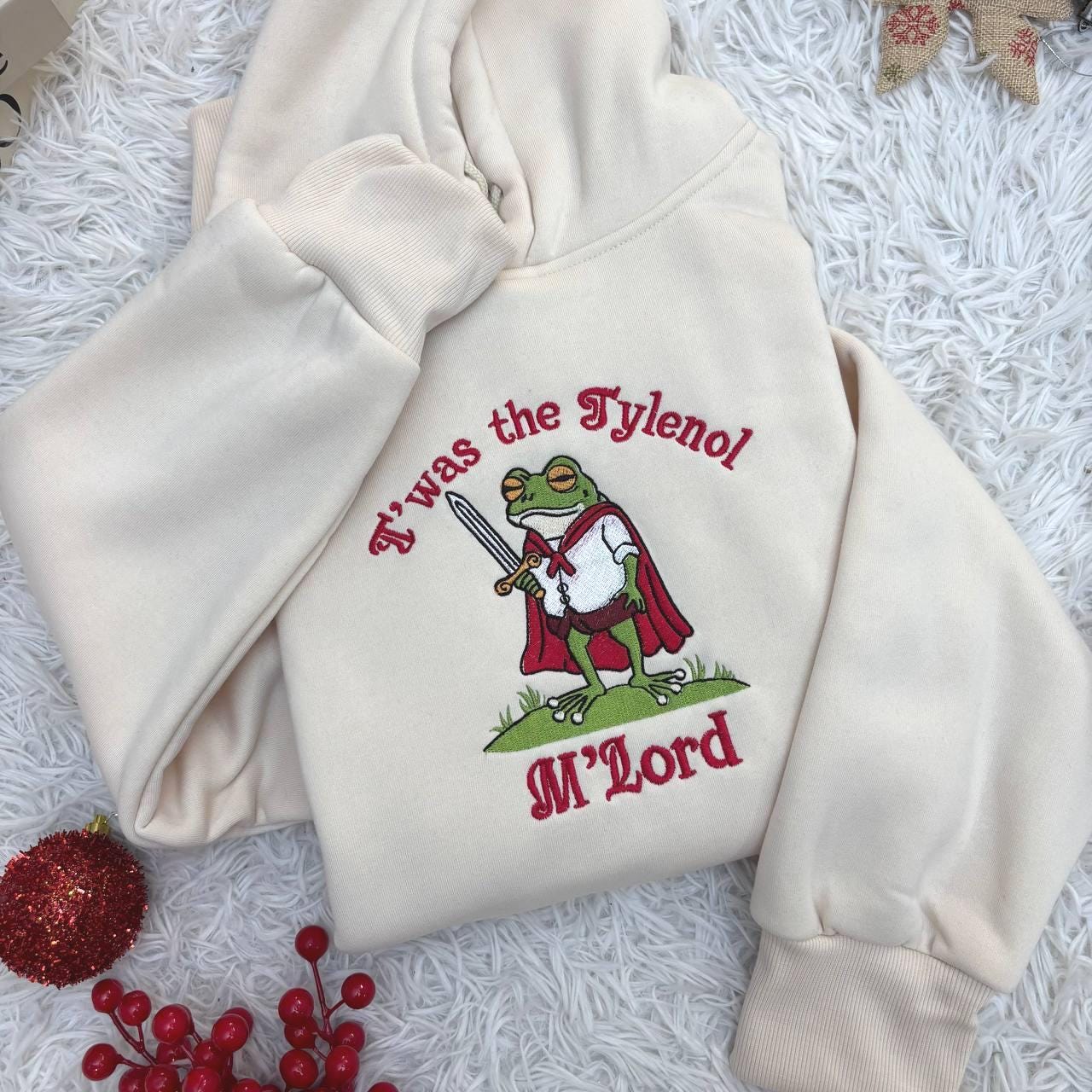 Tylenol Embroidered shirt, Twas the Tylenol M'lord shirt, Funny Medieval Frog Meme Graphic Tee Carbs Lover Wizard Unisex Shirt Tylenol shirt