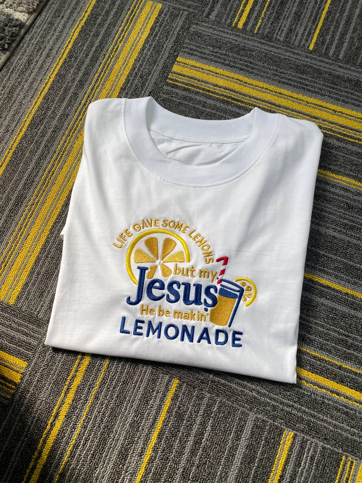 Life Gave Me Lemons But Jesus Made Lemonade Embroidered Shirt, Christian Faith Tee, Inspirational Child of God Lemonade Top