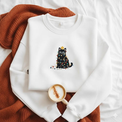 Cute Christmas Cat Embroidery Design, Festive Holiday Kitty Pattern, DIY Embroidered Cat Lover Gift, Xmas Decor Sewing