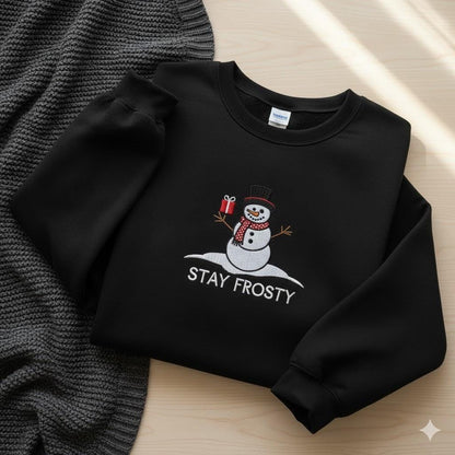 Snowman Embroidered Shirt, Cute Christmas Embroidery Tee, Festive Holiday Top, Winter Snowman Shirt, Cozy Xmas Gift for Her