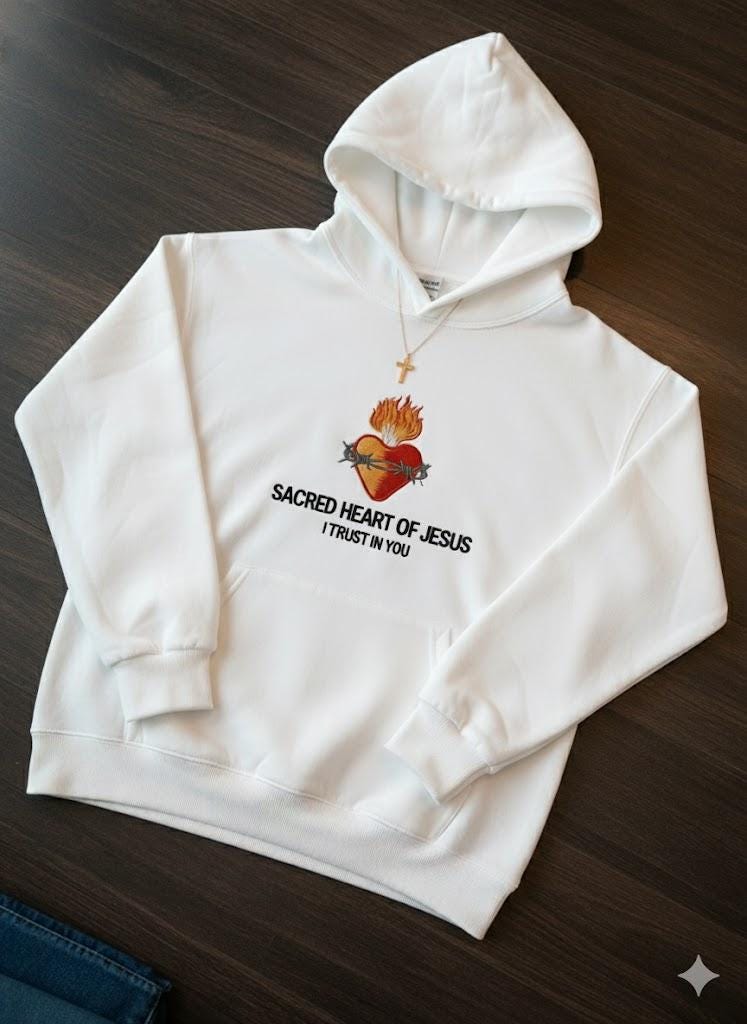 Sacred Heart Embroidered T-Shirt – Sacred Heart of Jesus, Catholic Gift for Her, Faith Based Christian Apparel, Jesus I Trust in You Shirt