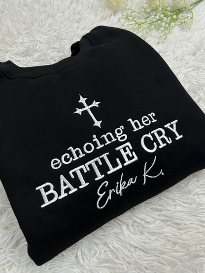 Echoing Her Battle Cry Embroidered Sweatshirt, Erika K Shirt, Justice for Charlie, Patriotic American Christian, Political Awareness Shirt