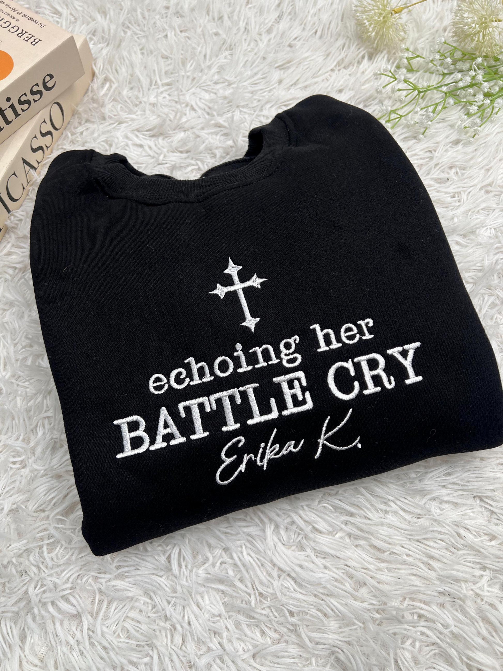 Echoing Her Battle Cry Embroidered Sweatshirt, Erika K Shirt, Justice for Charlie, Patriotic American Christian, Political Awareness Shirt