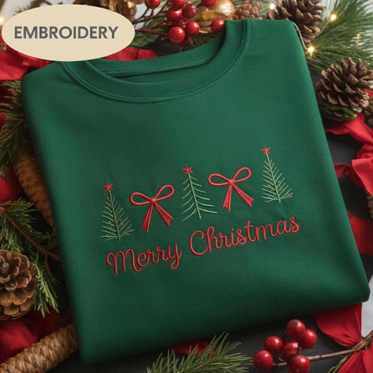 Merry Christmas Embroidered Sweatshirt, Merry Christmas Family Shirt, Cute Christmas Sweatshirt, Holiday Sweater, Merry Christmas Gift Shirt