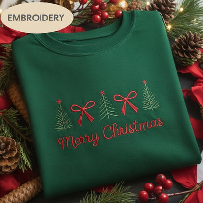 Merry Christmas Embroidered Sweatshirt, Merry Christmas Family Shirt, Cute Christmas Sweatshirt, Holiday Sweater, Merry Christmas Gift Shirt