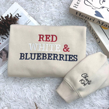 Embroidered Red, White, Blueberries Sweatshirt, Charlie Kirk Tribute quote Shirt, Charlie Kirk Freedom Champion Shirt, Charlie Kirk Shirt