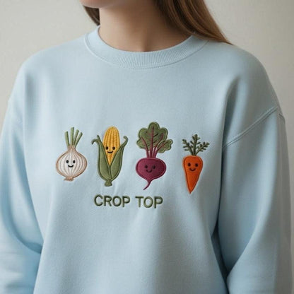 Embroidered Gardening Crop Top Sweatshirt | I’ll Be In My Office Shirt | Funny Plant Mom Gift Tee
