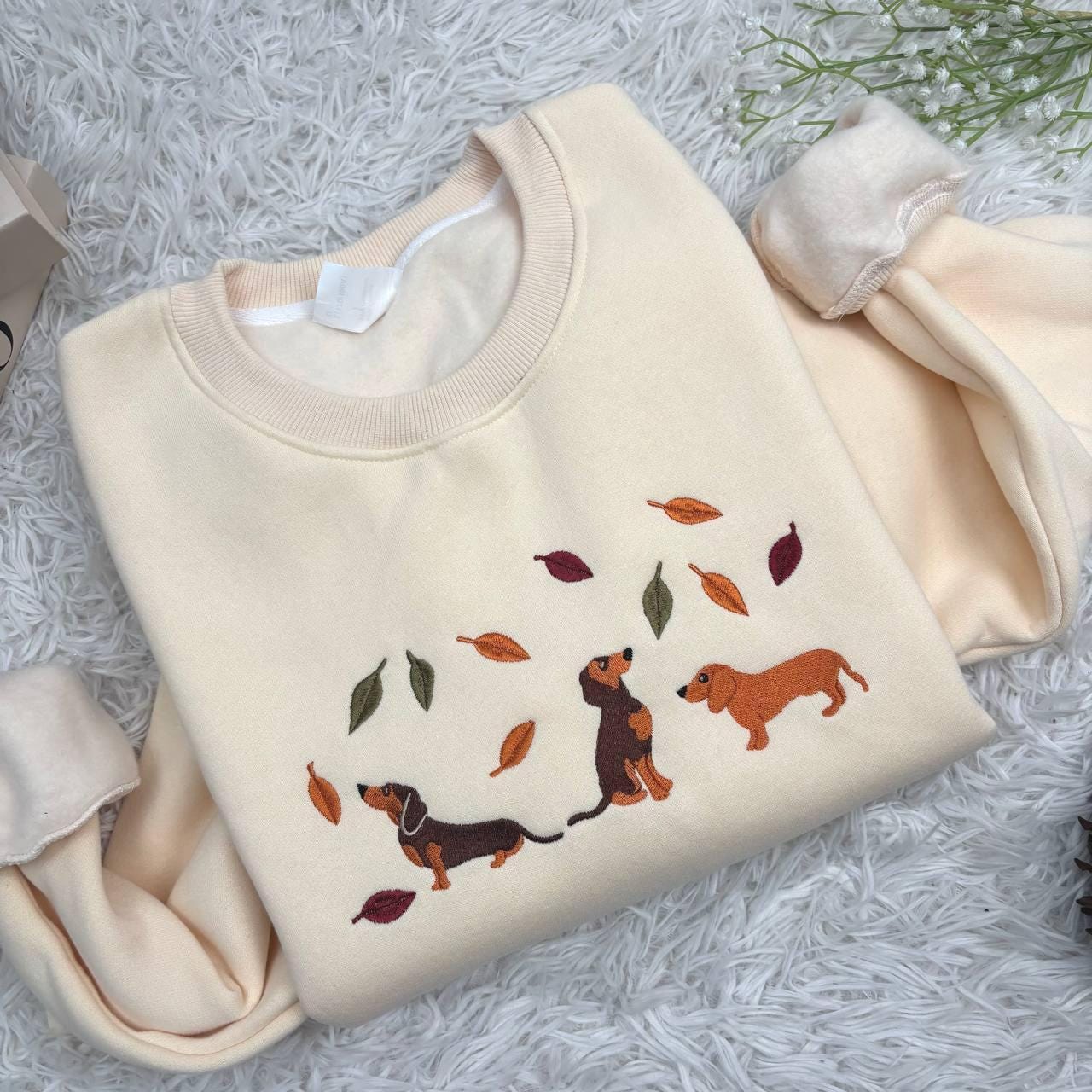 Embroidered Dachshund Dog Shirt, Black Dackel Sausage Puppy Shirt, Fall Dachshund Dog Embroidered Shirt, Tis The Season Shirt,Fall Dog Shirt