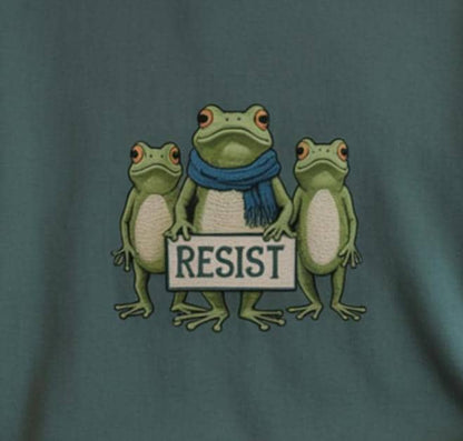 Resist Frog Embroidered Shirt, Portland Frog Resist Protest Embroidered Sweatshirt, Anti-ICE Shirt, Protest Shirt, Anti Establishment Shirt