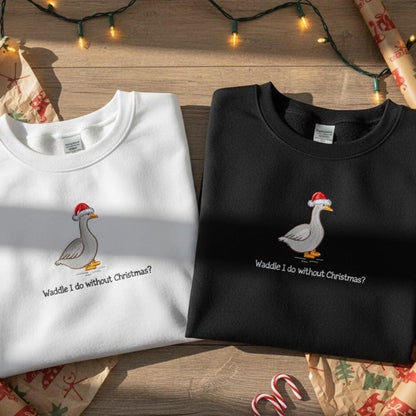 Embroidered Goose Christmas Sweatshirt | Cute Goose in Santa Hat | Funny Holiday Embroidery | Christmas Gift Sweater