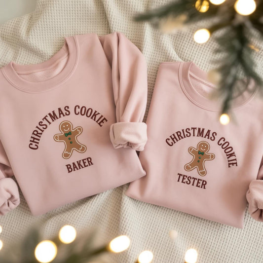 Christmas Cookie Baker Embroidered Sweatshirt, Christmas Cookie Tester Sweatshirt, Christmas Crewneck Sweatshirt, Custom Cookie Xmas Gift