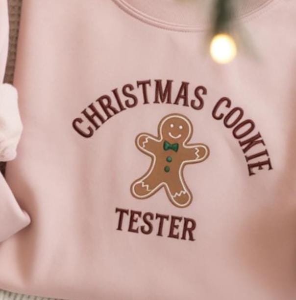 Christmas Cookie Baker Embroidered Sweatshirt, Christmas Cookie Tester Sweatshirt, Christmas Crewneck Sweatshirt, Custom Cookie Xmas Gift