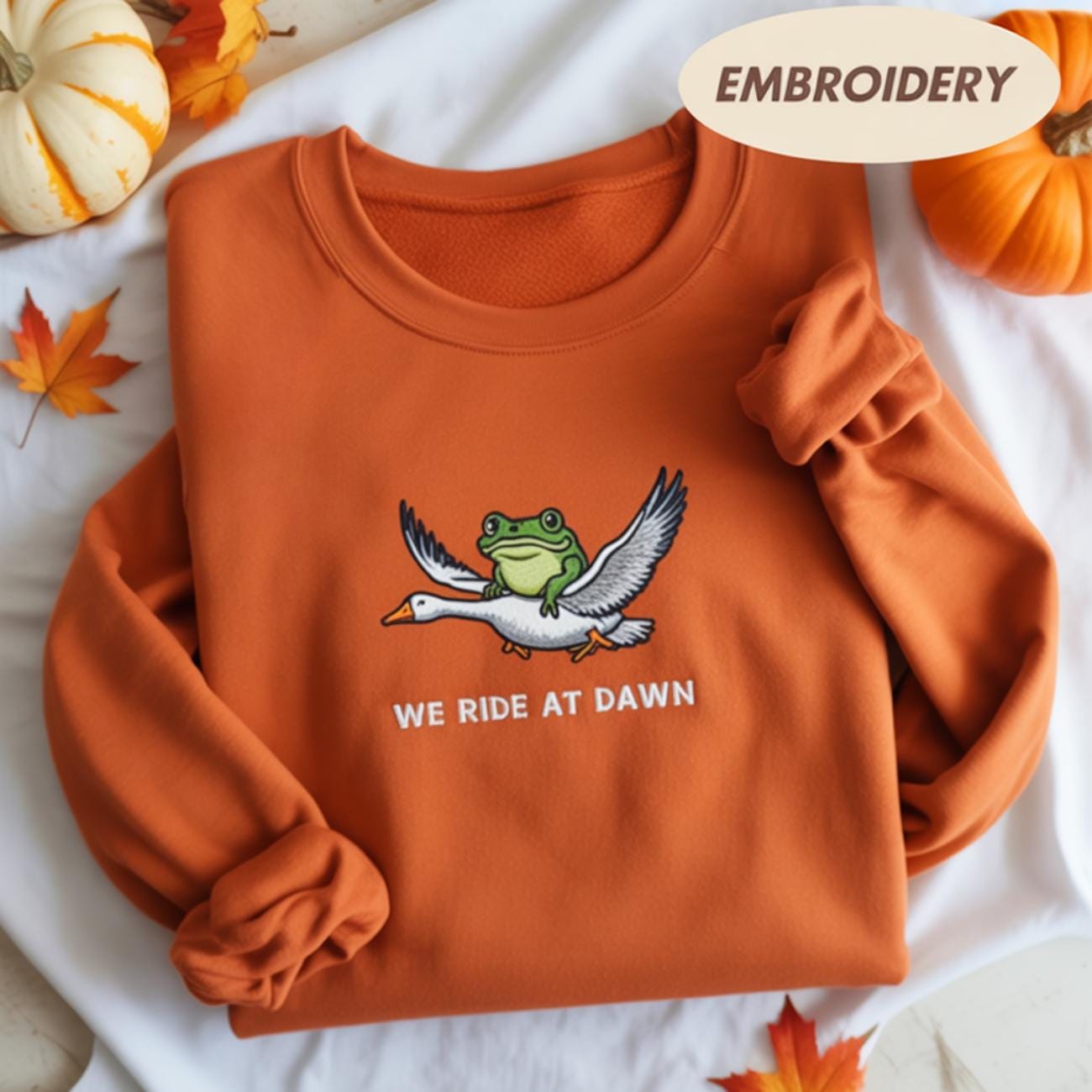 We Ride at Dawn Embroidered Shirt, Funny Frog and Goose Shirt, Chaotic Animal Shirt , Funny Weirdcore Frog Shirt, Frog Lovers Shirt