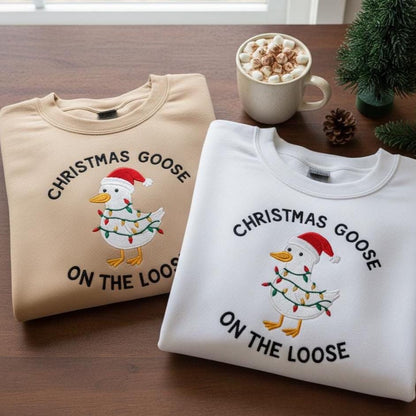 Embroidered Silly Goose Christmas Sweatshirt | Cute Holiday Sweater | Funny Goose Lover Xmas Gift