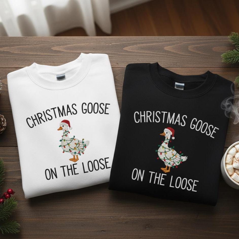 Silly Goose Embroidered Christmas Sweatshirt | Funny Holiday Crewneck | Santa Goose Sweater | Xmas Gift