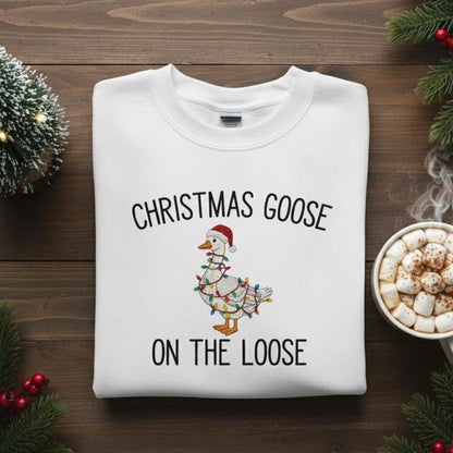 Silly Goose Embroidered Christmas Sweatshirt | Funny Holiday Crewneck | Santa Goose Sweater | Xmas Gift