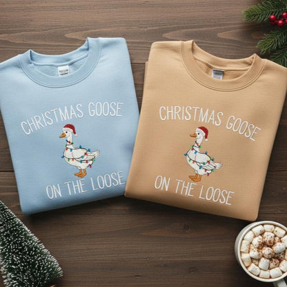 Silly Goose Embroidered Christmas Sweatshirt | Funny Holiday Crewneck | Santa Goose Sweater | Xmas Gift