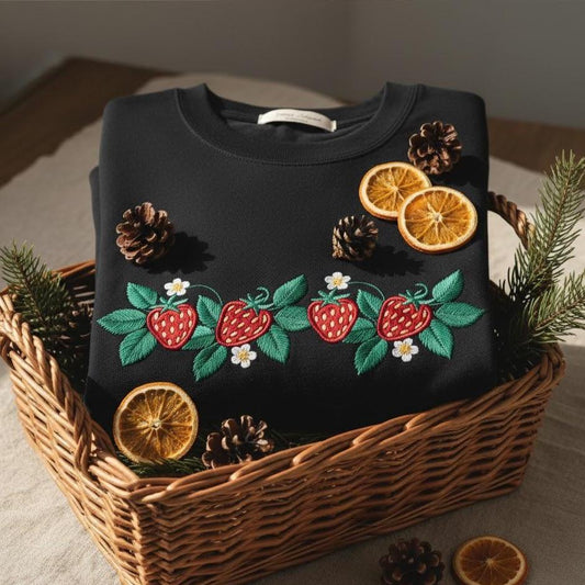 Embroidered Strawberry T-Shirt | Cottagecore Floral Tee | Cute Berries Shirt | Spring Summer Outfit