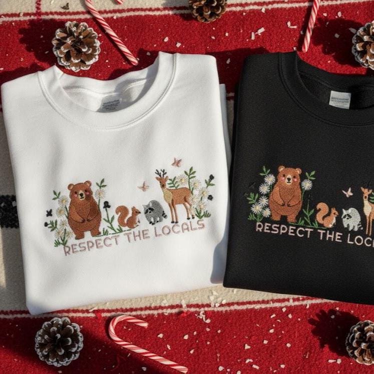Respect Local Wildlife Embroidered Sweatshirt | Protect National Parks Crewneck | Camping Outdoor Gift