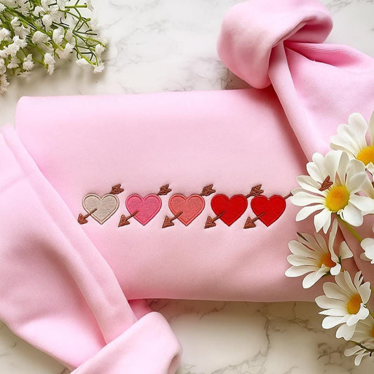 Embroidered Valentine Heart Sweatshirt | Cute Valentine Crewneck | Vintage Valentine Sweater | Romantic Pullover Gift