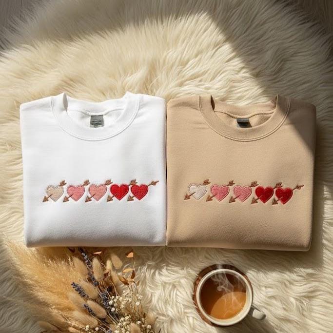Embroidered Valentine Heart Sweatshirt | Cute Valentine Crewneck | Vintage Valentine Sweater | Romantic Pullover Gift