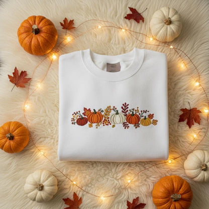 Embroidered Fall Sweatshirt | Cozy Autumn Crewneck | Pumpkin Mushroom Sweater | Thanksgiving Sweatshirt Gift