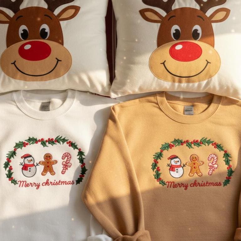 Embroidered Merry Christmas Sweatshirt | Gingerbread Crewneck | Embroidered Holiday Sweater | Custom Xmas Gift