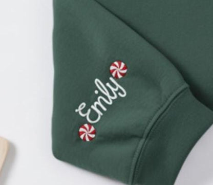 Embroidered Christmas Sweatshirt, Candy Cane Shirt, Christmas Sweater for Women, Christmas Hoodie, Cute Christmas Gift, Holiday Winter Tee