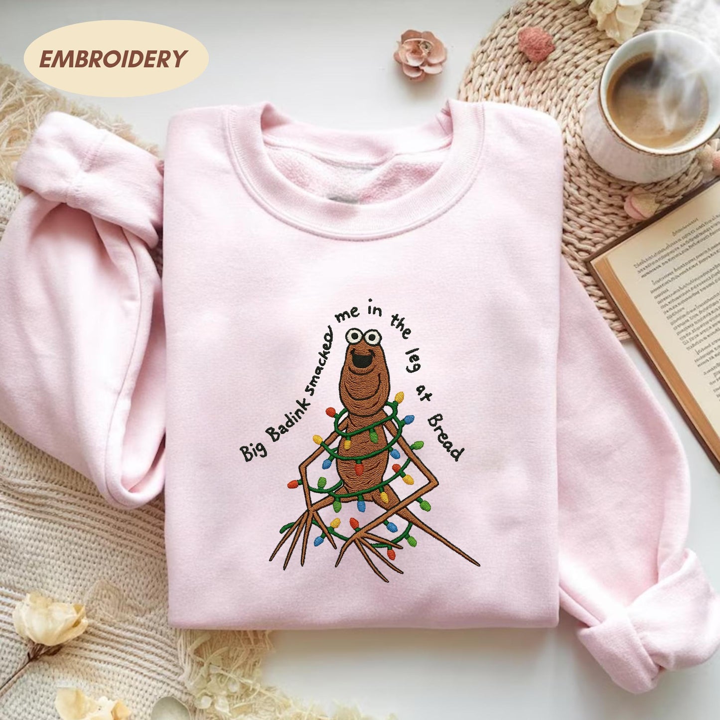 Marcus The Worm Embroidered Sweatshirt, Funny Christmas Lights Shirt, Marcus The Worm Meme Shirt, Funny Meme Shirts, Brain Rot Shirts