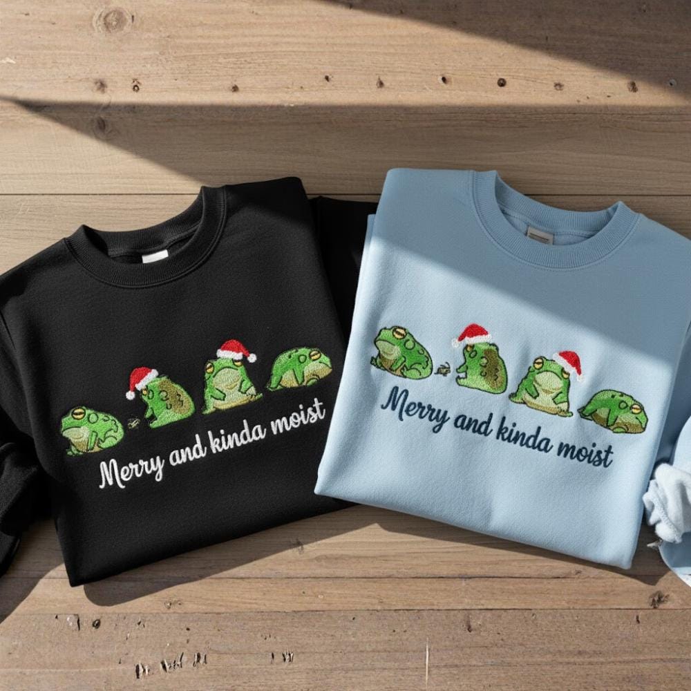 Frog Embroidered Sweatshirt, Cute Frog Crewneck Sweater, Nature Lover Pullover, Funny Animal Embroidery Gift for Her