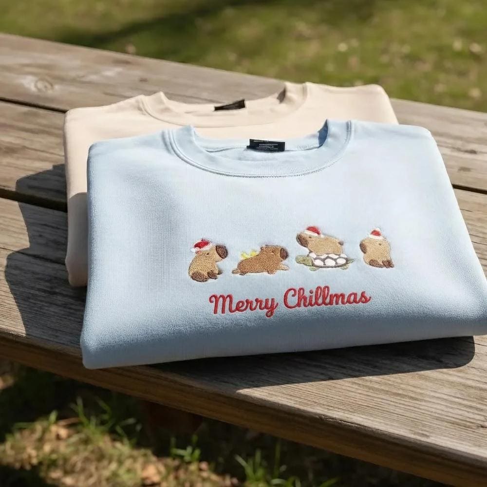 Embroidered Capybara Sweatshirt, Cute Capybara Crewneck, Funny Animal Embroidery Sweater, Gift for Girlfriend or Animal Lover