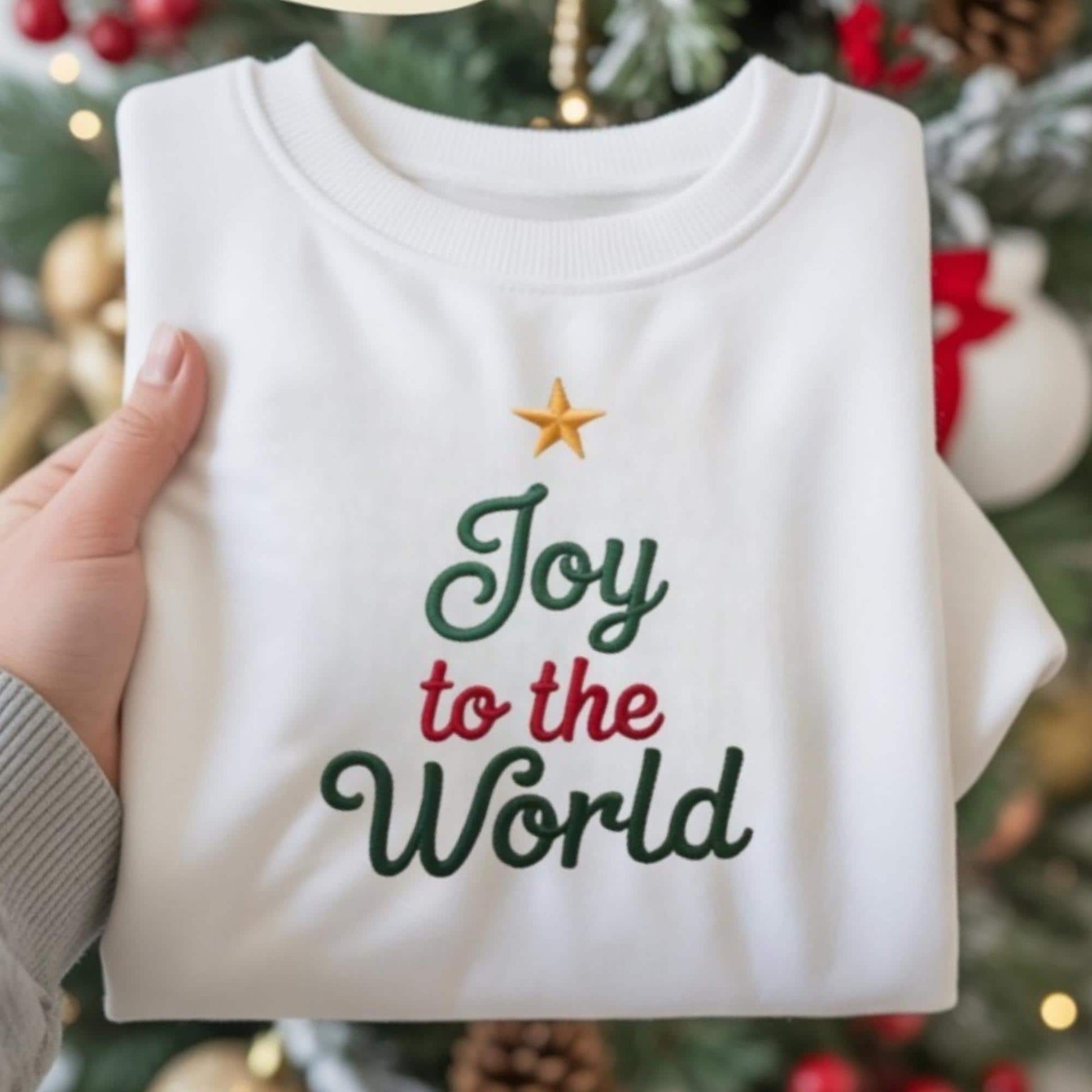 Joy To The World Embroidered Christmas Shirt, Christian Bible Verse Tee, Oh Holy Night Nativity Crewneck, Jesus Holiday Gift for Her