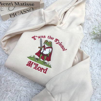 Tylenol Embroidered shirt, Twas the Tylenol M'lord shirt, Funny Medieval Frog Meme Graphic Tee Carbs Lover Wizard Unisex Shirt Tylenol shirt