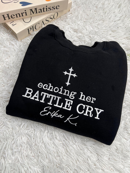 Echoing Her Battle Cry Embroidered Sweatshirt, Erika K Shirt, Justice for Charlie, Patriotic American Christian, Political Awareness Shirt